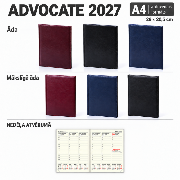 Plānotājs ADVOCATE 2027, A4, āda
