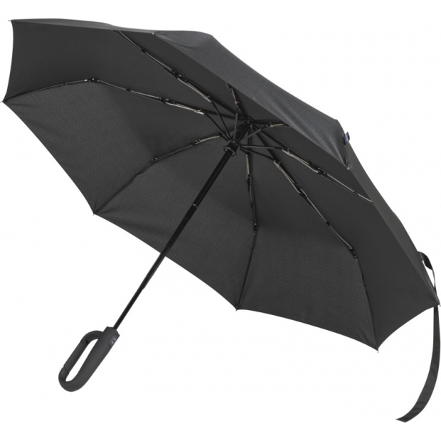 Melns SMART 21″ salokāms RPET lietussargs