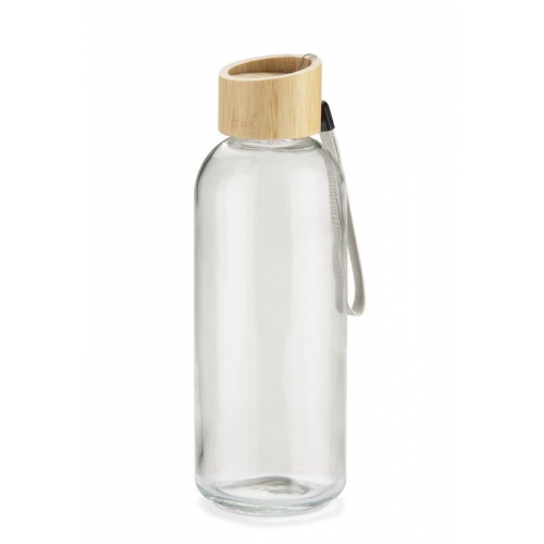 Stikla pudele VITRO 650 ml ar bambusa vāku ar apdruku (cena bez logo)