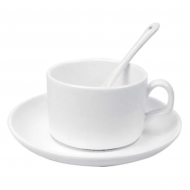 Krūze 150 ml ar apakštasīti un karotīti JAVA sublimācijas apdrukai (cena bez drukas)