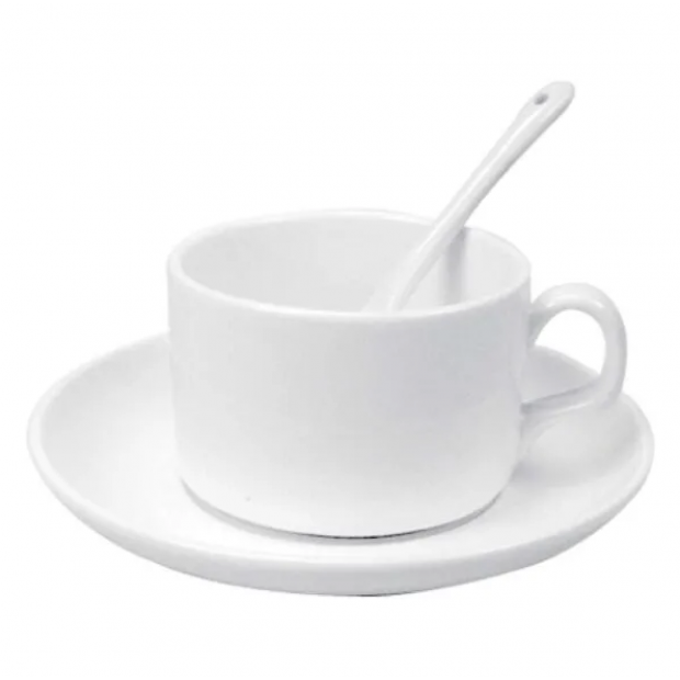 Cup 150 ml  with saucer and spoon JAVA for sublimation printing (price without print).