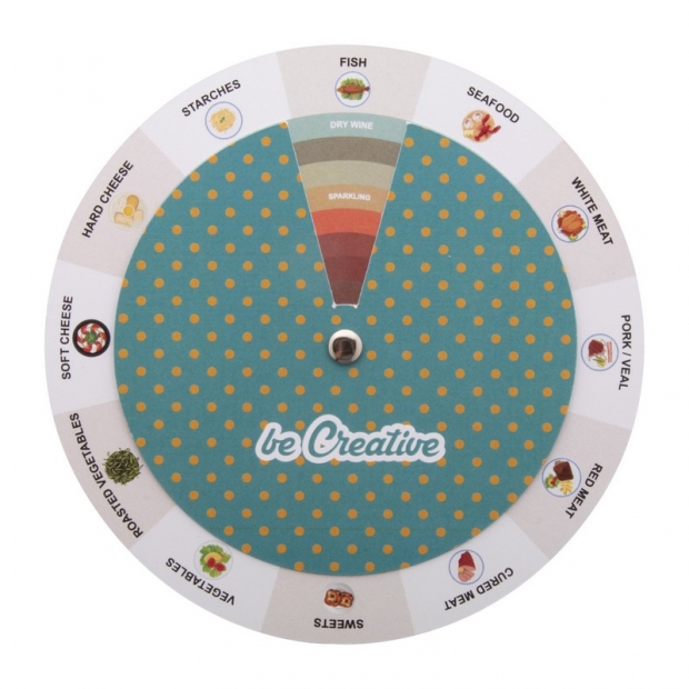Wine pairing disc with imprint