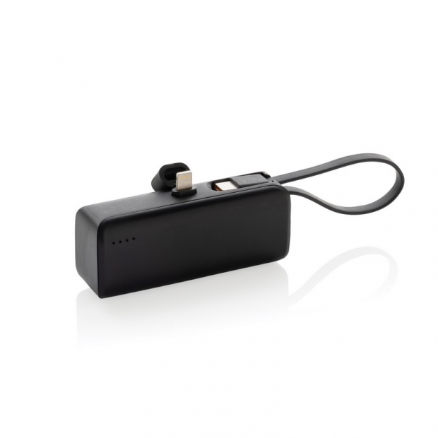 Kabatas izmēra jaudas banka 3000 mAh iOS savienotājs ar apdruku (cena bez logo)