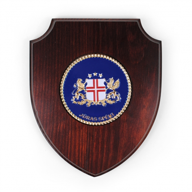 Shield with 2D shaped coin with individual design print