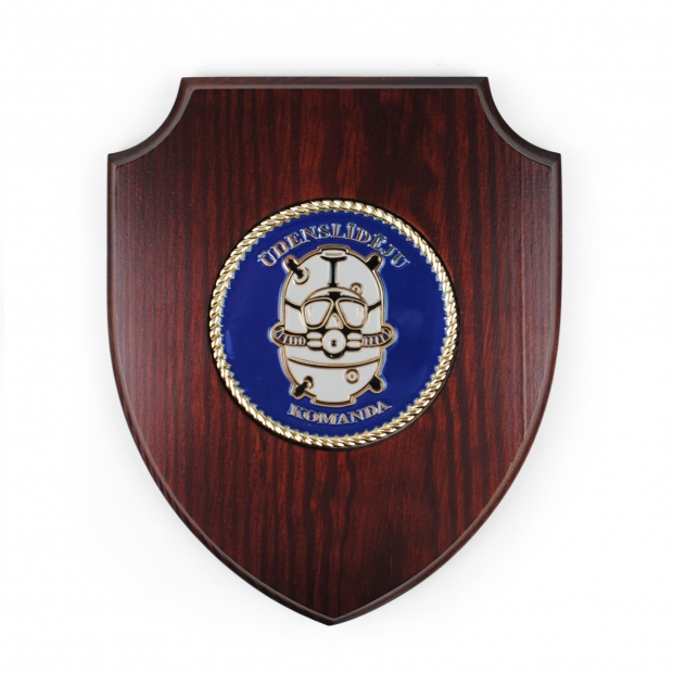 Shield with 2D shaped coin with individual design print