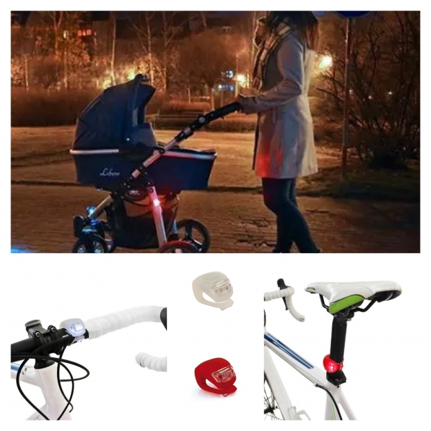 Lukturīšu komplekts velosipēdam un bērnu ratiem ar apdruku (cena bez logo)