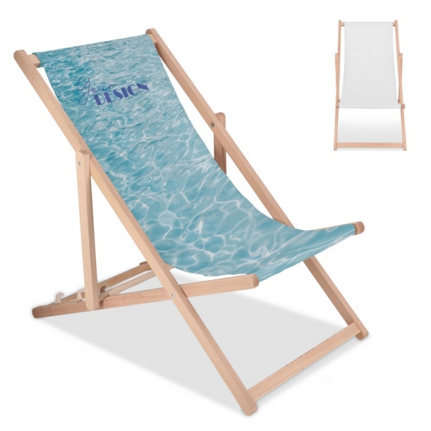 Personalizējams koka pludmales krēsls ar apdrukātu audumu