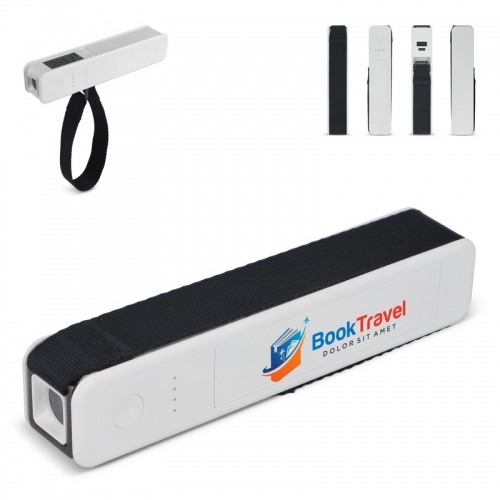 5-in-1 ceļojumu powerbanka 2600 mAh – bagāžas svari – lukturītis – lineāls – temperatūras mērītājs  ar apdruku (cena bez logo)