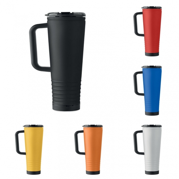 Double wall cheering tumbler with horn lid,  with imprint (price without logo)