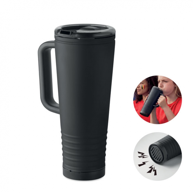 Double wall cheering tumbler with horn lid,  with imprint (price without logo)