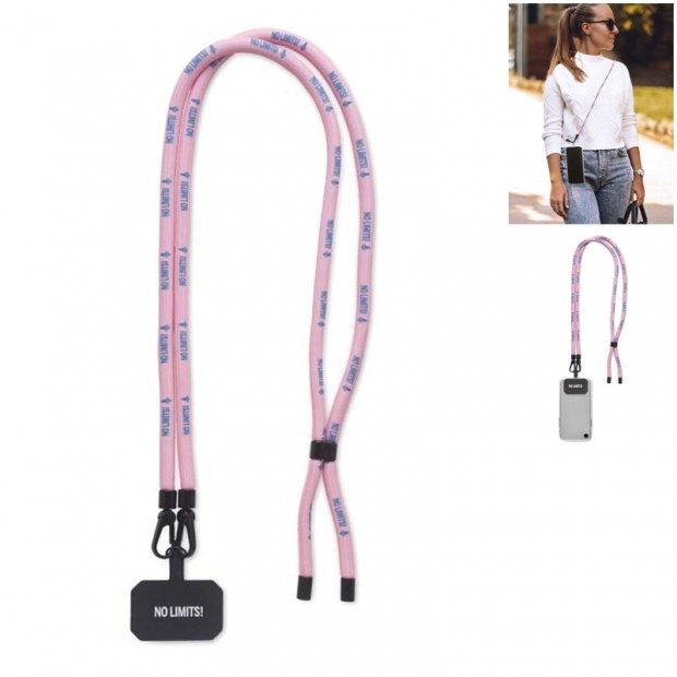 Custom-designed adjustable phone holder strap with logo print