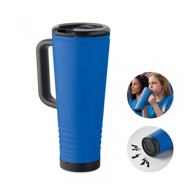 Double wall cheering tumbler with horn lid,  with imprint (price without logo)