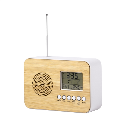 Bambusa galda pulkstenis ar FM radio apdrukai (cena bez drukas)