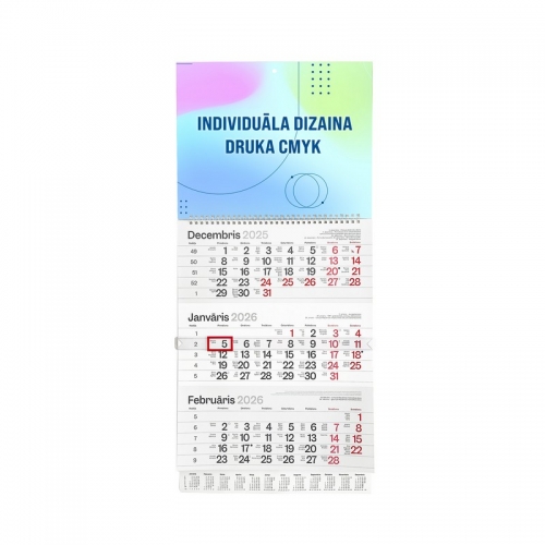 Divdaļīgs individuāla dizaina sienas kalendārs 