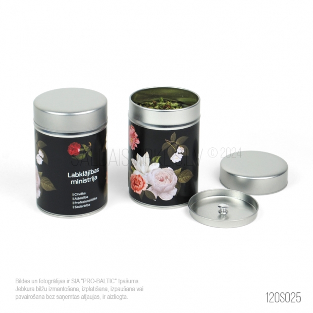 Tea in a metal box with custom design print
