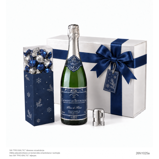 Подарок «Искра благодарности» 26N1025 с Crémant de Bourgogne, шоколадными трюфелями и пробкой для бутылки