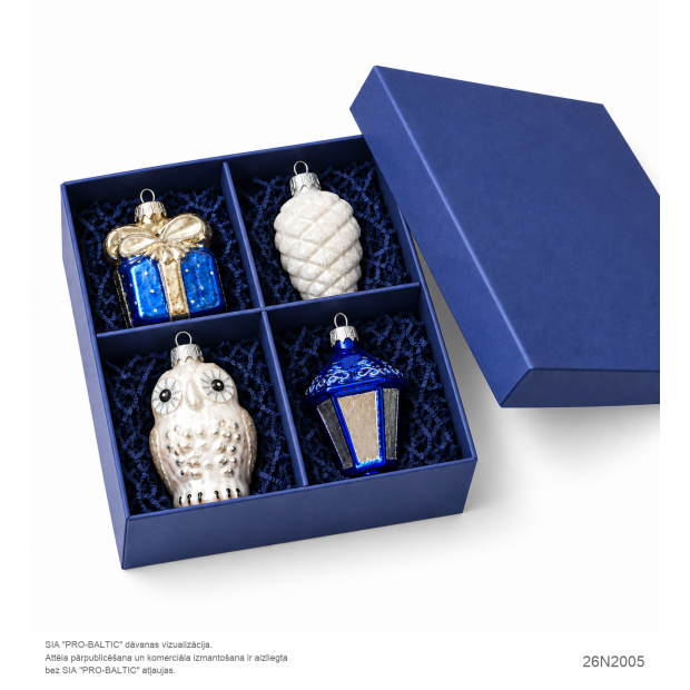 Gift “Blue Glow” 26N1015 with glass Christmas ornaments