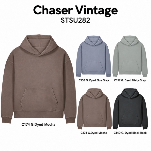 Stanley/Stella Chaser Vintage — unisex džemperis ar kapuci, 300 g/m² — skats no priekšpuses