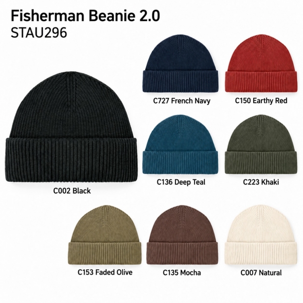 Stanley/Stella Fisherman Beanie 2.0 — adīta cepure — skats no priekšpuses