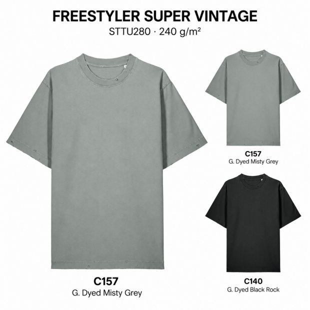 Stanley/Stella Freestyler Super Vintage — unisex marškinėliai, 240 g/m² — vaizdas iš priekio