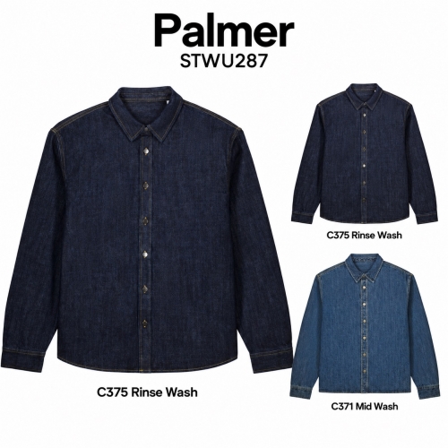 Palmer — унисекс джинсовая рубашка-куртка, 440 g/m²