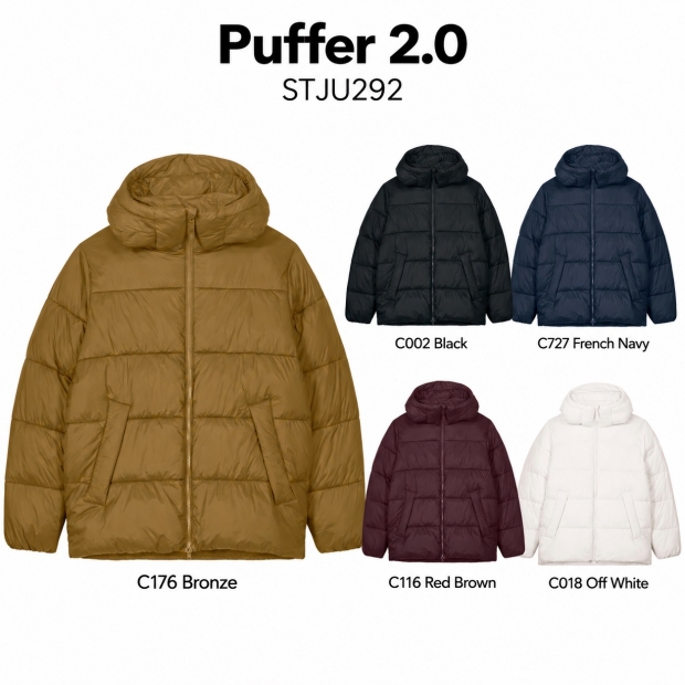 Stanley/Stella Puffer 2.0 — унисекс утеплённая куртка — вид спереди