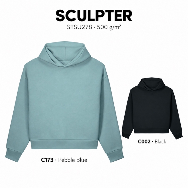 Stanley/Stella Sculpter — unisex džemperis su gobtuvu, 500 g/m² — vaizdas iš priekio