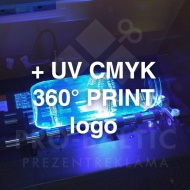 + logo UV CMYK apkārtdruku uz cilindriskām virsmām