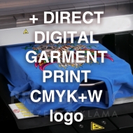 + tiešā digitālā druka CMYK A3 bez PVN (uz balta auduma) 